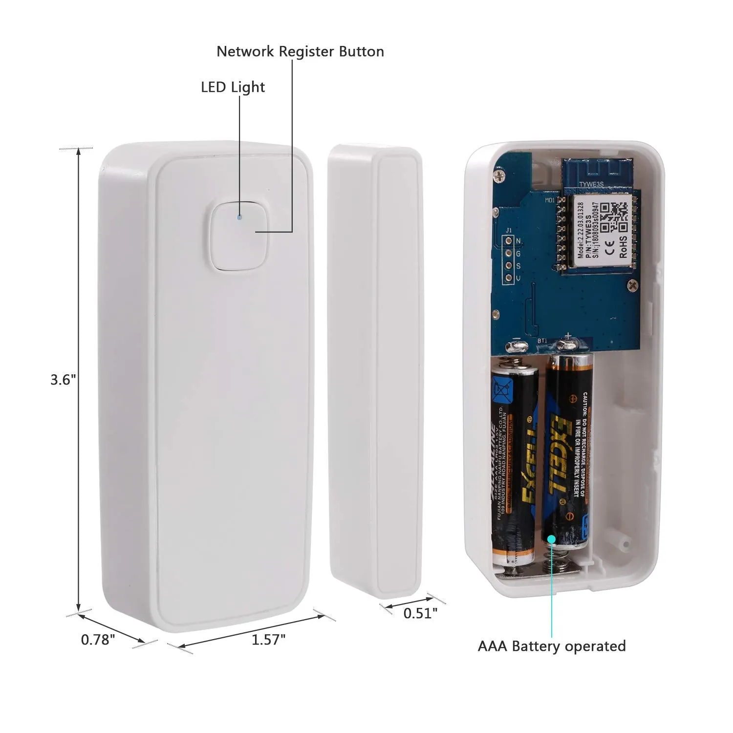 SN002 Smart Door/Window Sensor (Works with Alexa & Google Home)