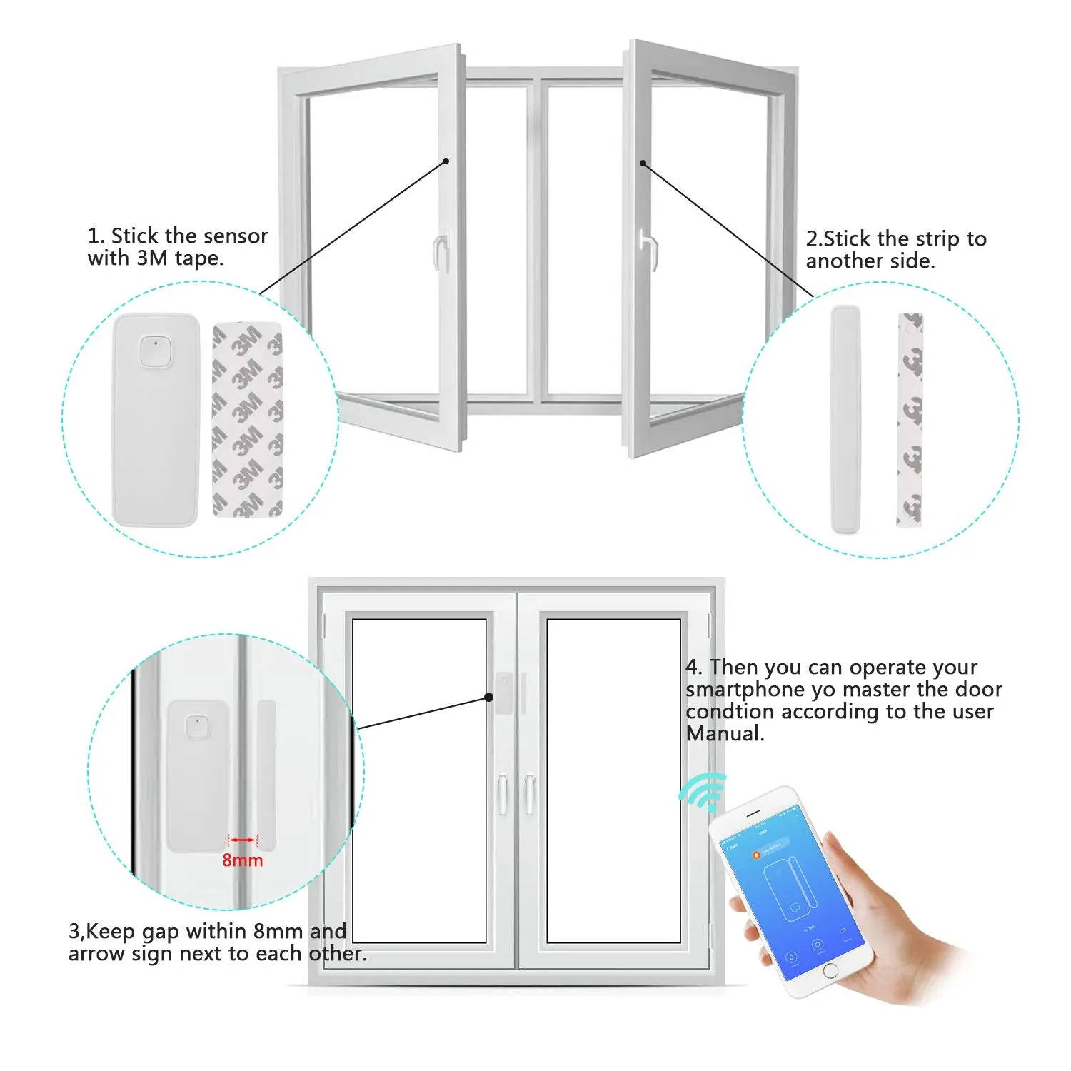 SN002 Smart Door/Window Sensor (Works with Alexa & Google Home)