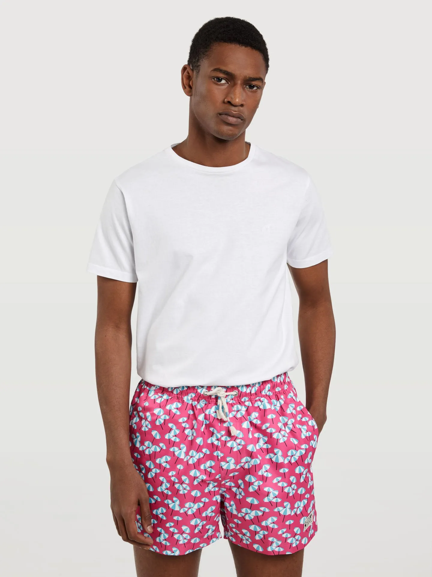 Swim Shorts With 'Parasols' Print