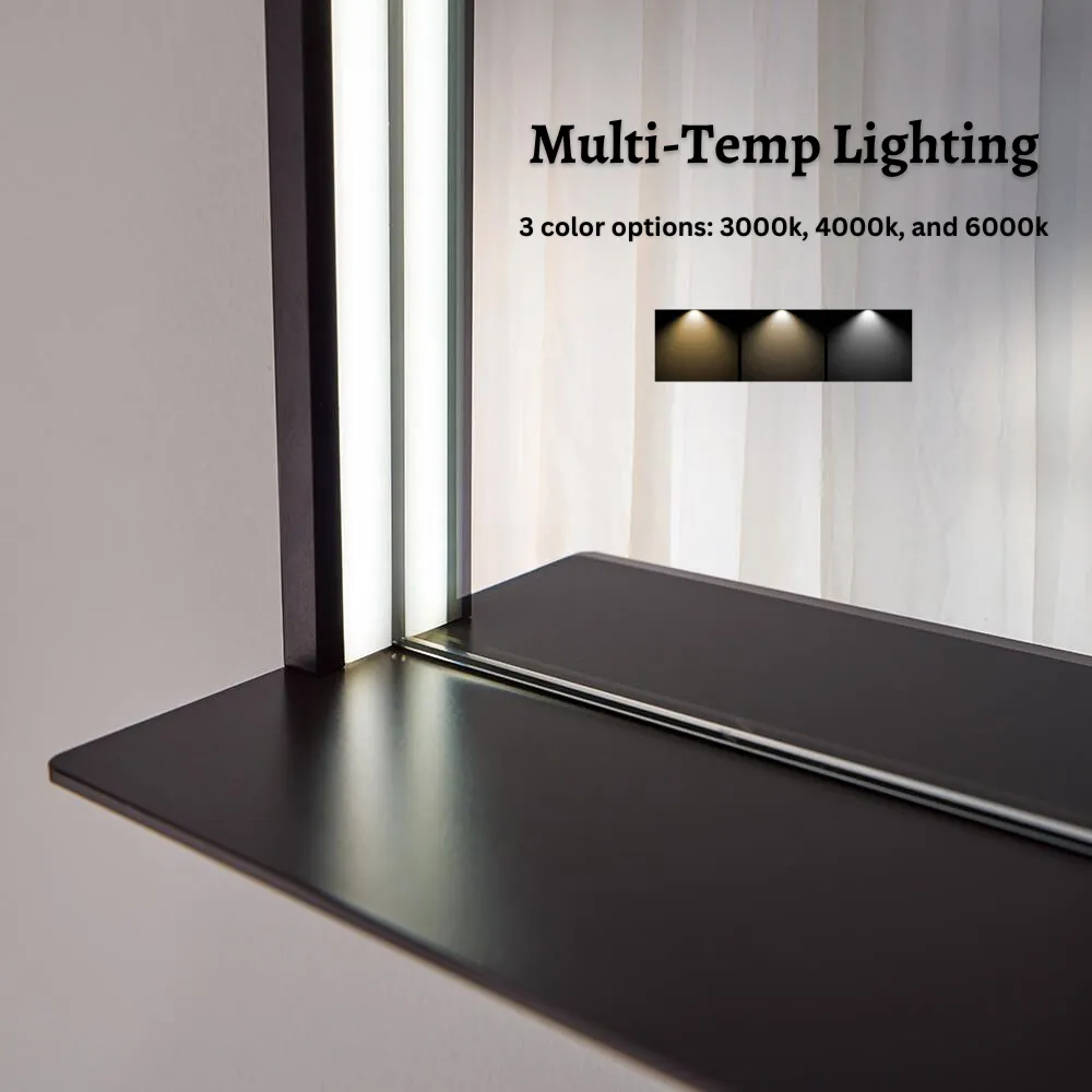 The Allegra 24" W x 32" H Framed LED Mirror with Bluetooth Speaker and Wireless Cell Phone Charger; Available in 3 colors