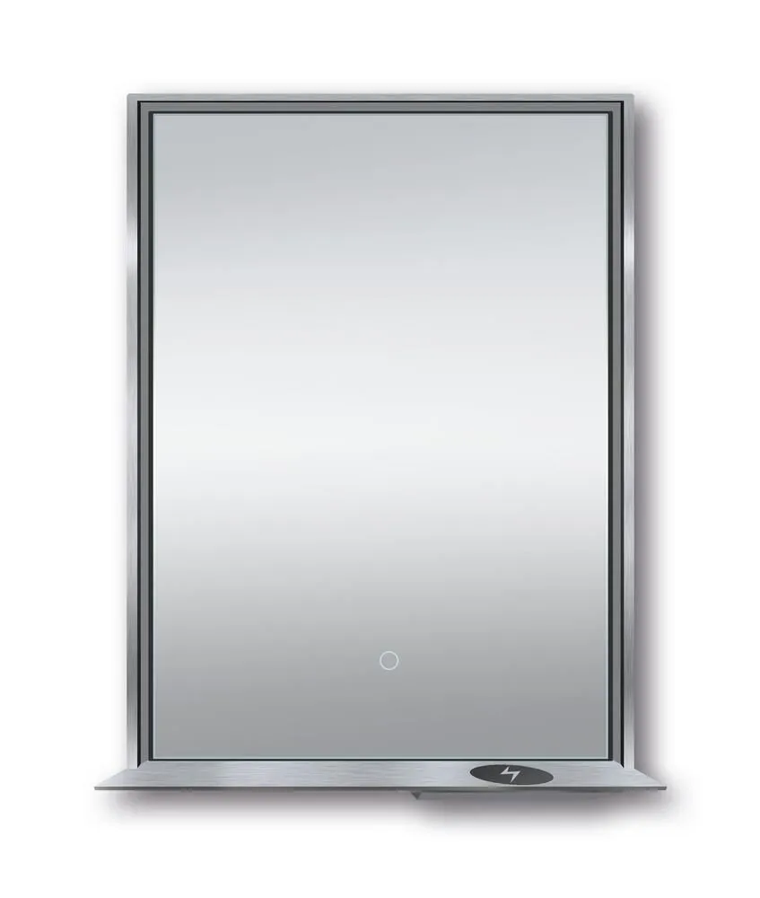 The Allegra 24" W x 32" H Framed LED Mirror with Bluetooth Speaker and Wireless Cell Phone Charger; Available in 3 colors