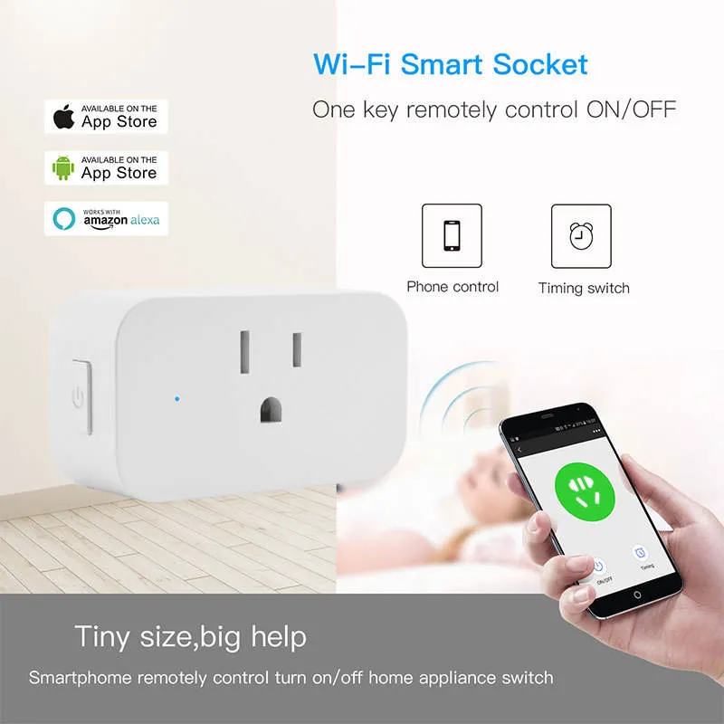 Tuya Smart life US Plug 15A 2.4GHz WiFi Only Remote Voice Control Timer WiFi Smart Socket For Alexa Google Home 100-240V