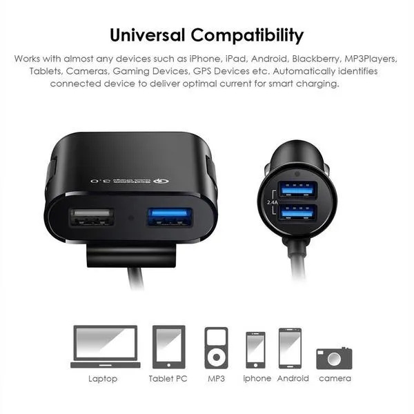 Universal 4 Ports USB Car Charger