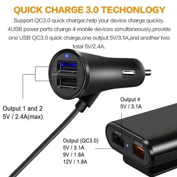 Universal 4 Ports USB Car Charger