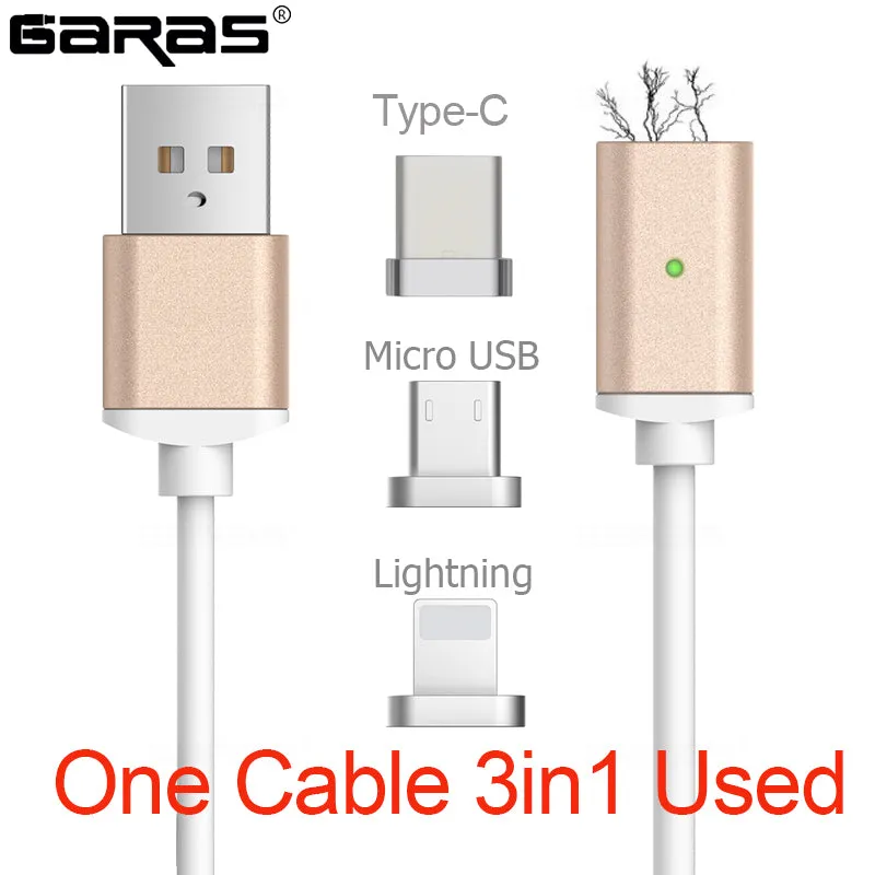 USB Type C/IOS/Micro 3IN1 Magnetic Cable Type-C USB-C Fast Charger Adapter Magnet Cable Lightning For IPhone Mobile Phone Cables