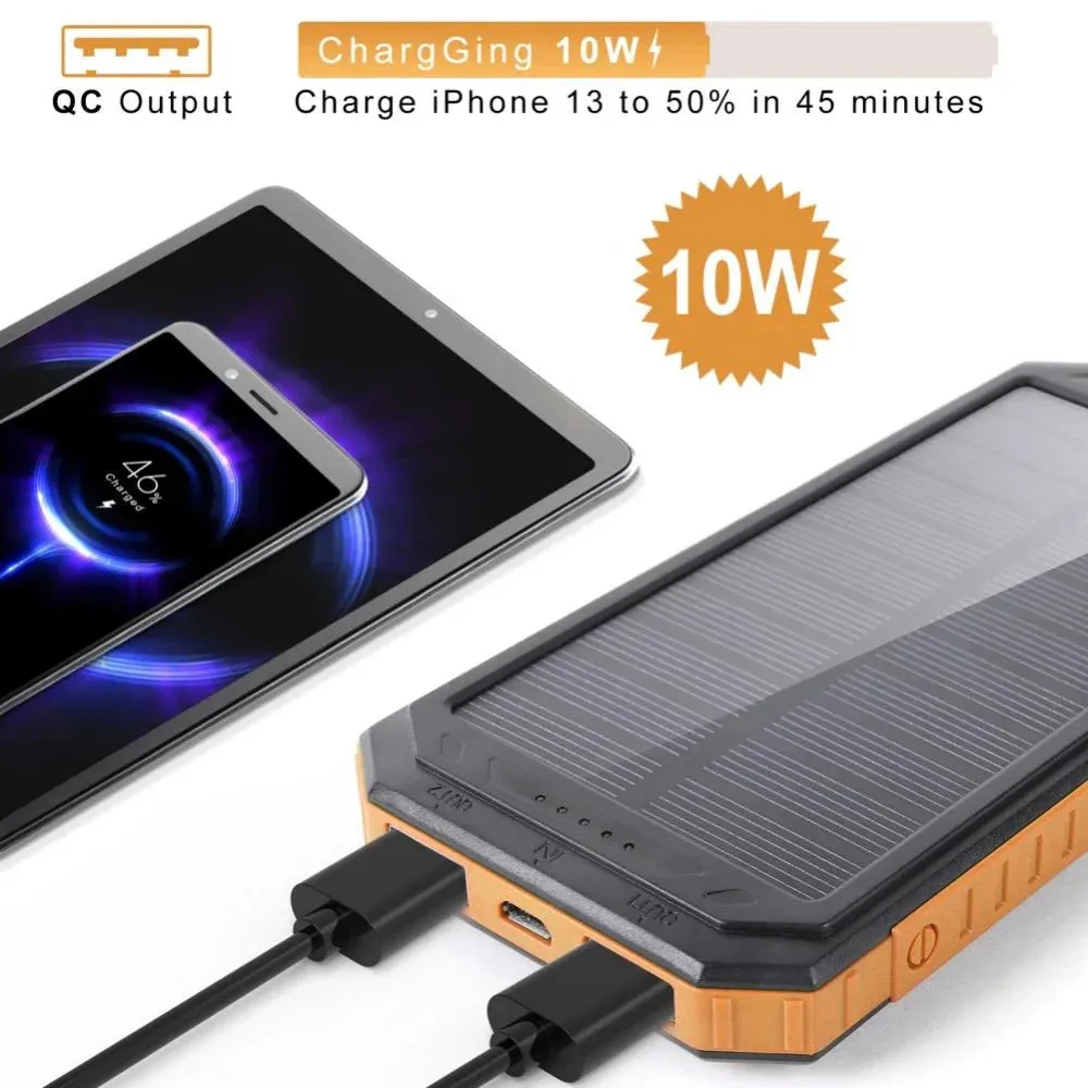 Waterproof 600000Mah Dual USB Portable Solar Battery Charger Solar Power Bank for Iphone, Mobile Cell Phone